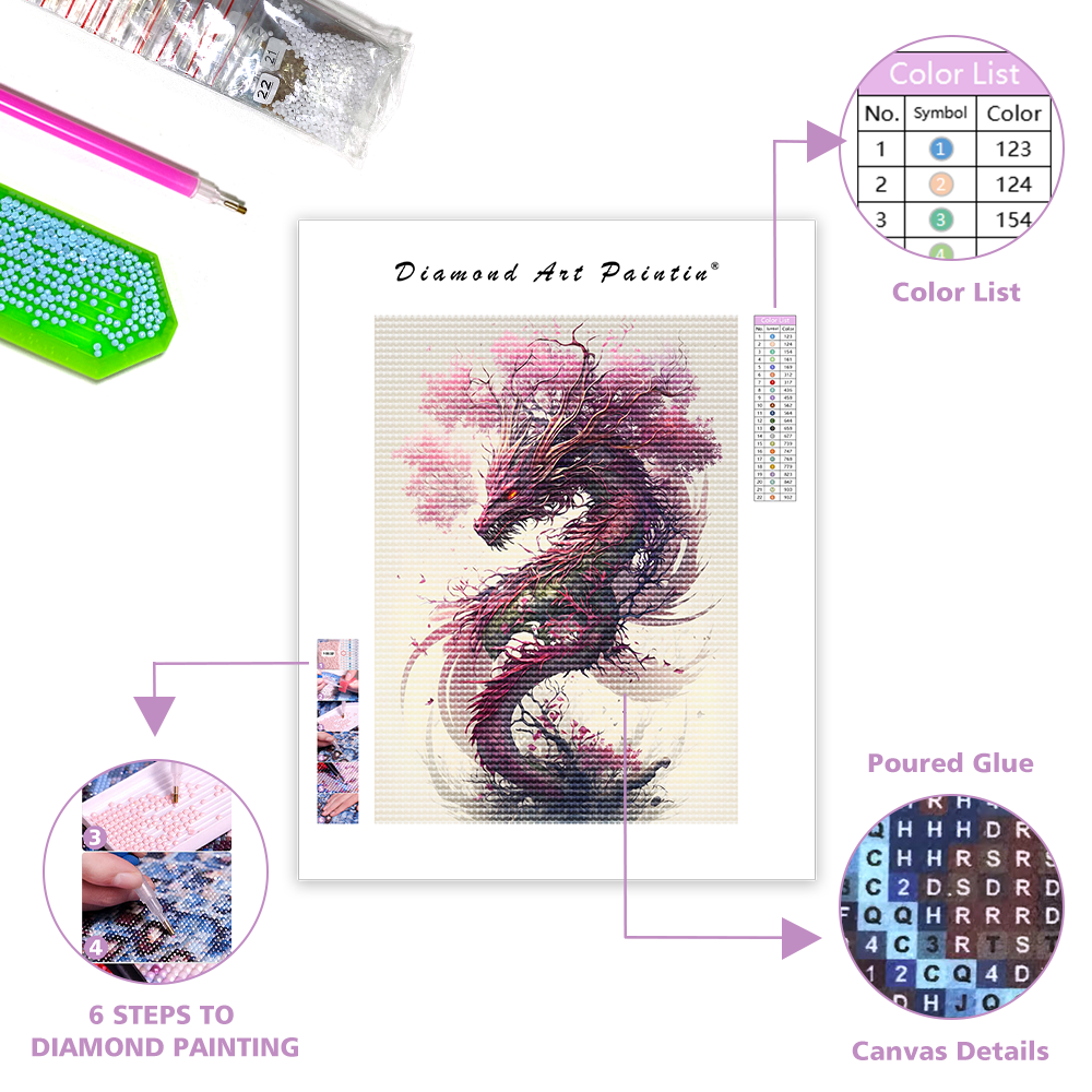 Dragon Sakura - Peinture Au Diamant