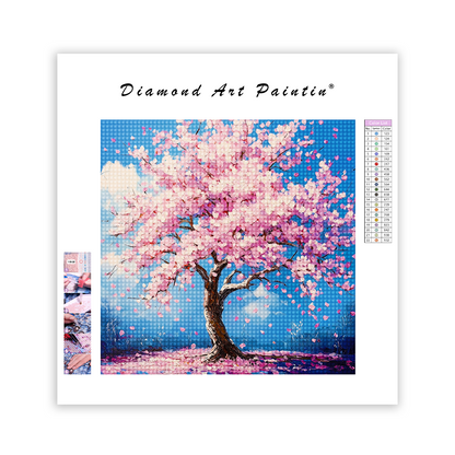 Bel Arbre En Fleurs De Cerisier - Peinture Au Diamant