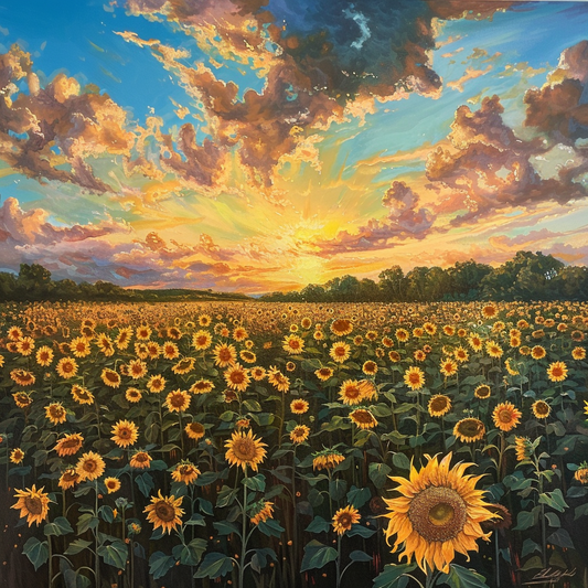 Champ De Tournesols - Peinture Au Diamant