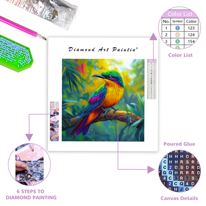 Oiseau Tropical Vibrant - Peinture Au Diamant