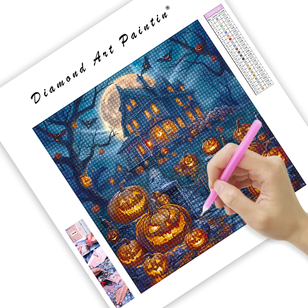 ChâTeau De Citrouille D'Halloween - Peinture Au Diamant