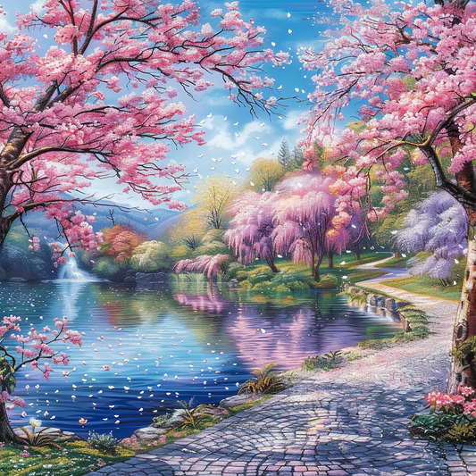 Sakura Romantique - Peinture Au Diamant