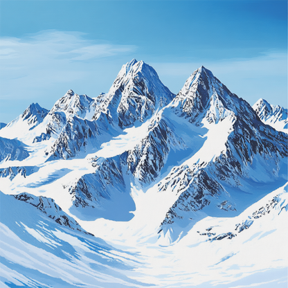 Montagnes Couvertes De Neige - Peinture Au Diamant