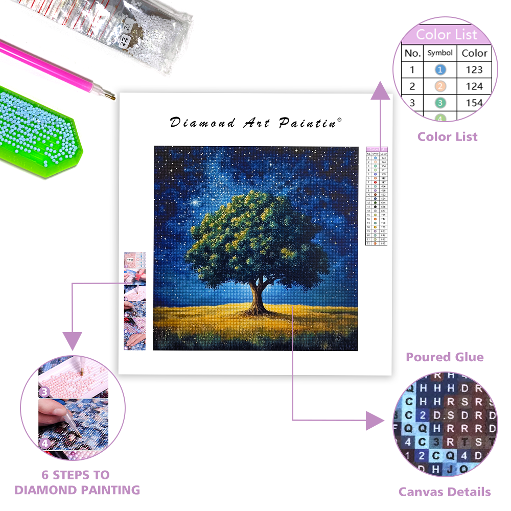 Arbre Debout Seul - Peinture Au Diamant