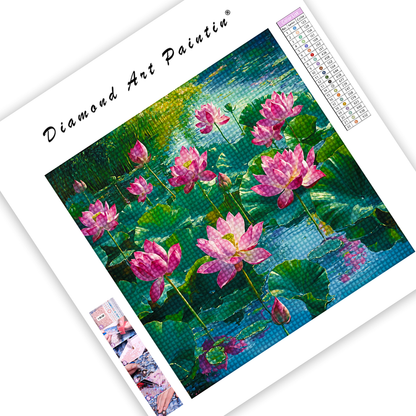 Lac Couvert De Fleurs - Peinture Au Diamant