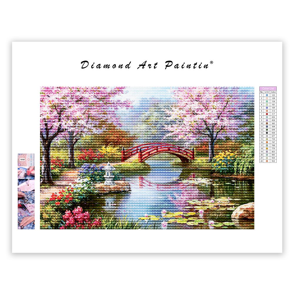 Fleurs De RivièRe De Pont De Cerisier - Peinture Au Diamant