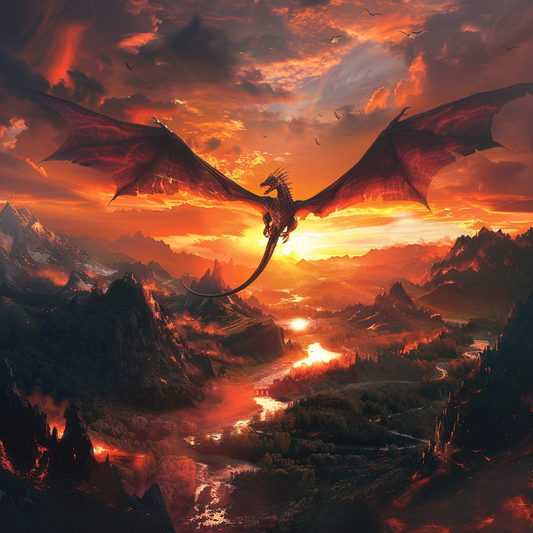 Dragon Volant Au CréPuscule-Peinture Diamant