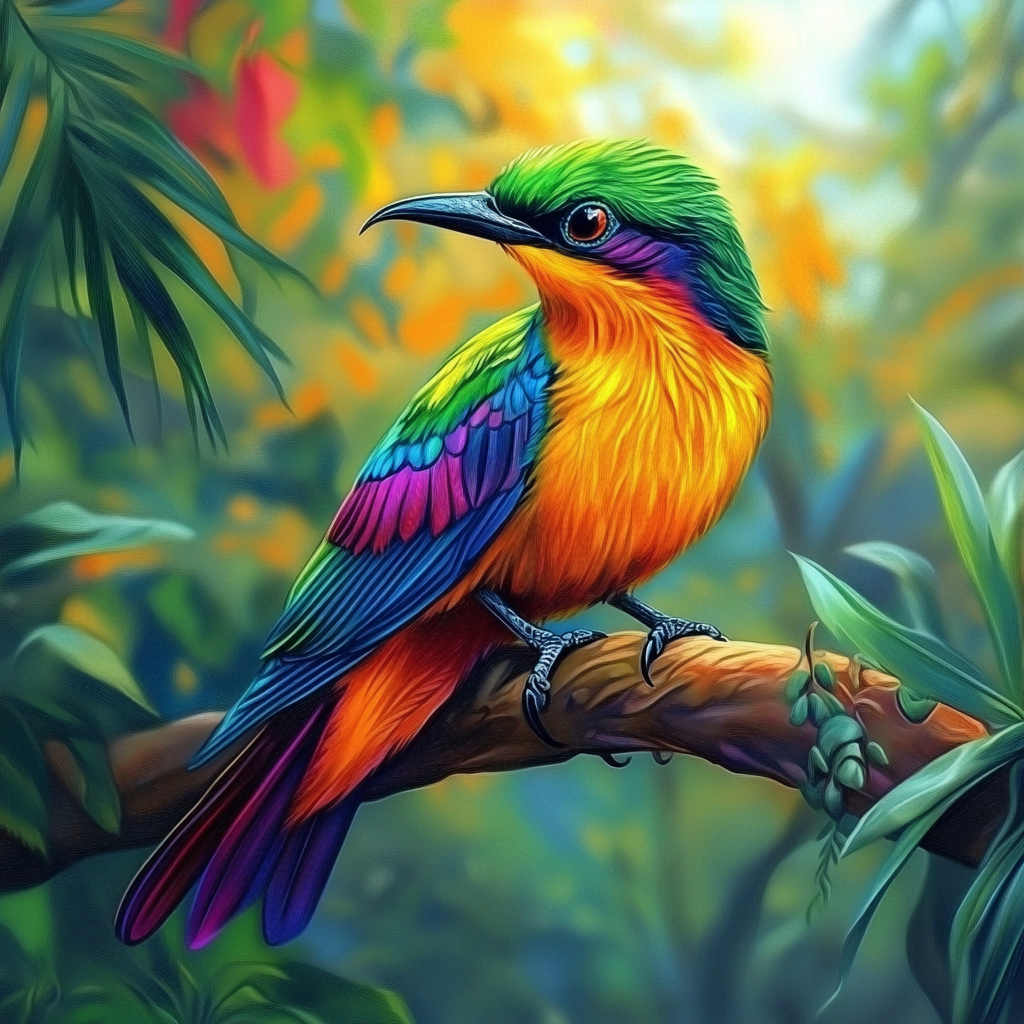 Oiseau Tropical Vibrant - Peinture Au Diamant