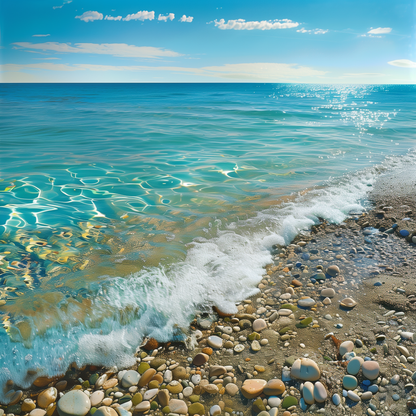 Plage Avec De L'Eau Claire - Peinture Au Diamant