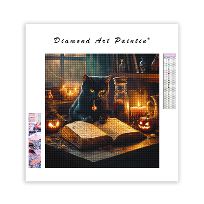 Chat Assis à CôTé - Peinture Au Diamant