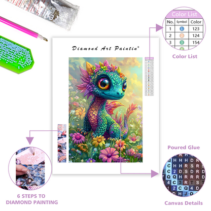 Enchanteur Dragon Arc-En-Ciel En Fleur - Peinture Au Diamant