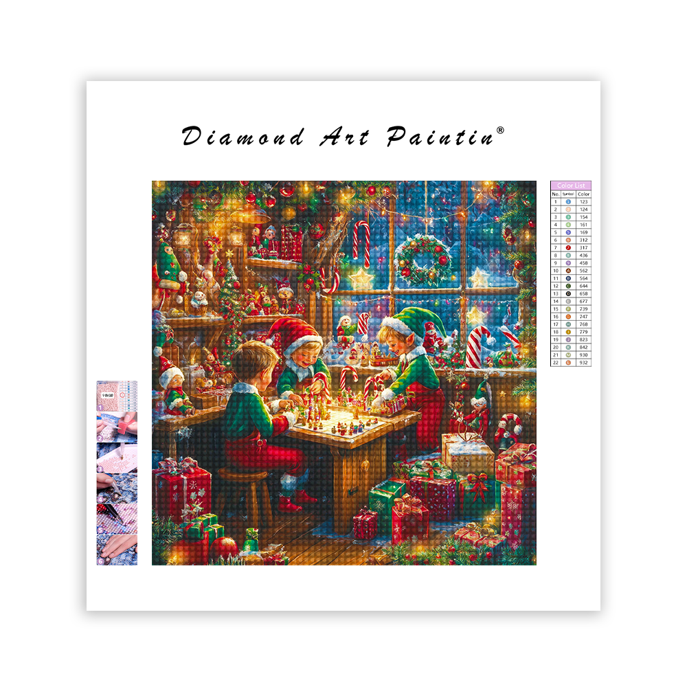 Lutins De NoëL Travaillant - Peinture Au Diamant