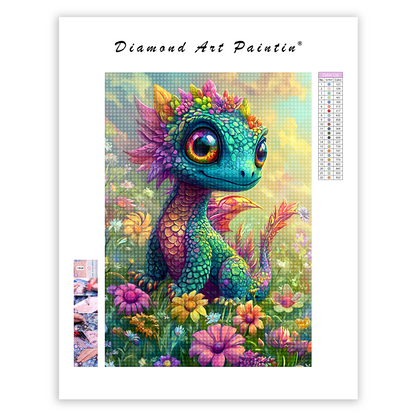 Enchanteur Dragon Arc-En-Ciel En Fleur - Peinture Au Diamant