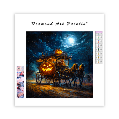 Chariot De Citrouille D'Halloween - Peinture Au Diamant