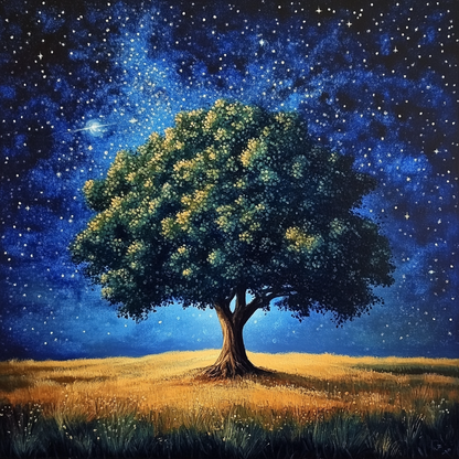 Arbre Debout Seul - Peinture Au Diamant