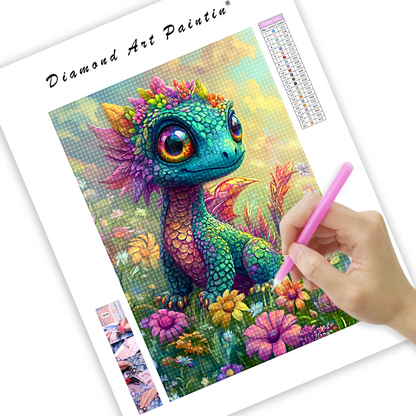 Enchanteur Dragon Arc-En-Ciel En Fleur - Peinture Au Diamant