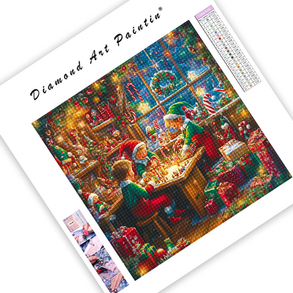 Lutins De NoëL Travaillant - Peinture Au Diamant