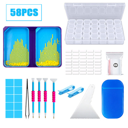 Outils De Peinture Diamant, Ensemble De Plateaux De Forage à Points D'Entonnoir, Combinaison De BoîTe De Rangement à 58 Portes