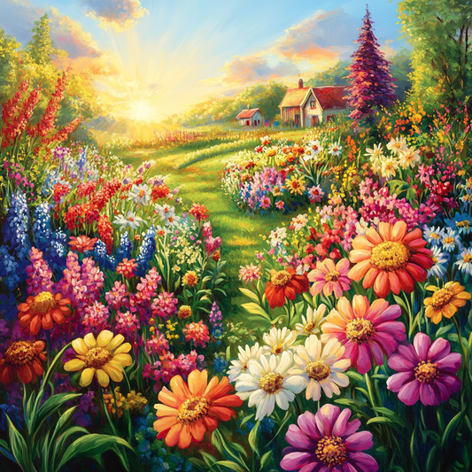 Jardin De Campagne Vibrant Rempli - Peinture Au Diamant