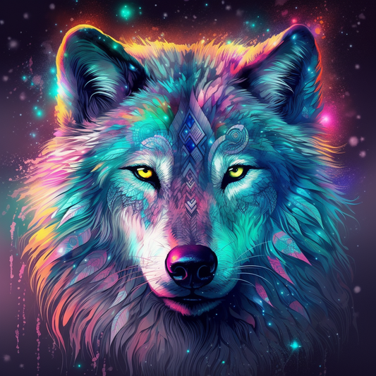 Loup Magique - Peinture Au Diamant