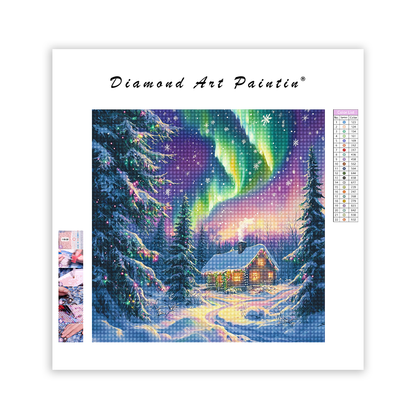 Cabane De NoëL Aurores BoréAles - Peinture Au Diamant