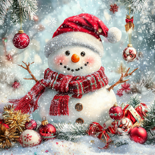 Bonhomme De Neige Joyeux - Peinture Au Diamant