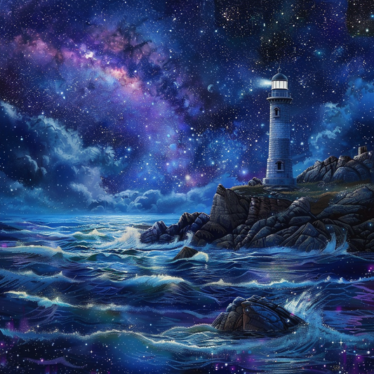 Phare La Nuit - Peinture Au Diamant