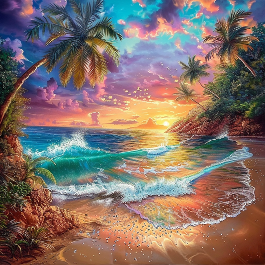 Palmiers Tropicaux EnsoleilléS - Peinture Au Diamant