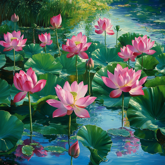 Lac Couvert De Fleurs - Peinture Au Diamant