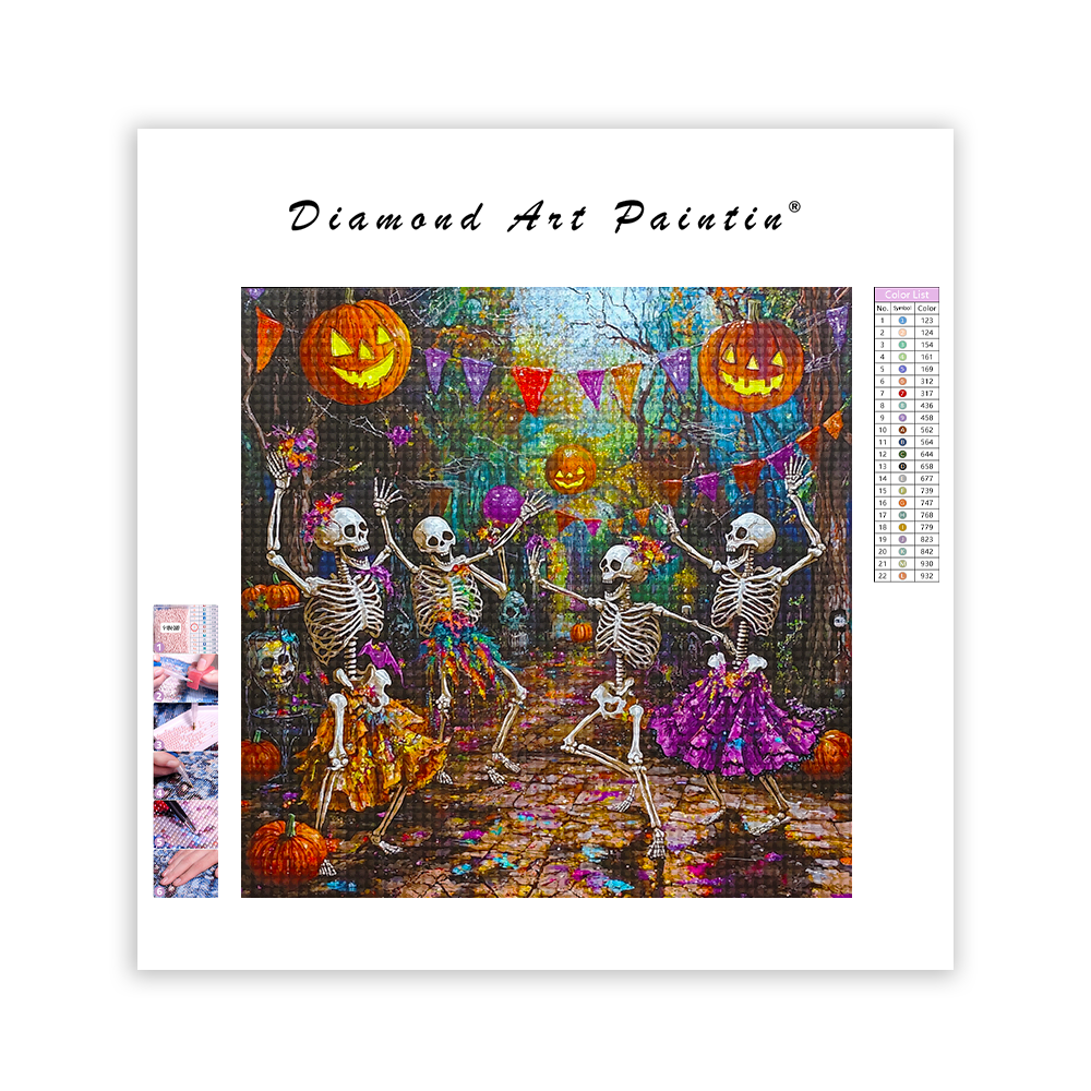 SoiréE Dansante AniméE De Squelettes - Peinture Au Diamant