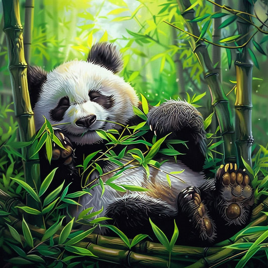 Panda Paresseux - Peinture Au Diamant