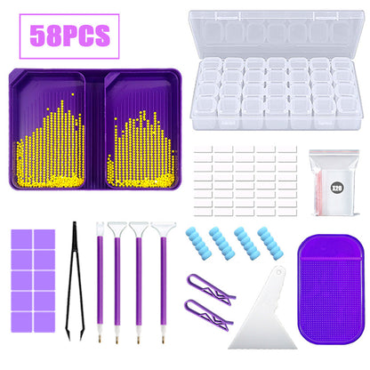 Outils De Peinture Diamant, Ensemble De Plateaux De Forage à Points D'Entonnoir, Combinaison De BoîTe De Rangement à 58 Portes