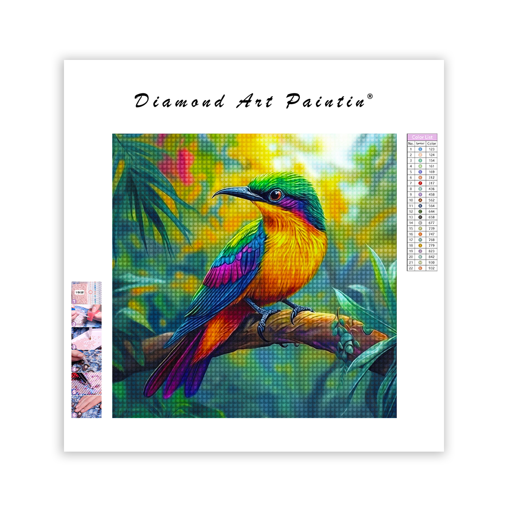 Oiseau Tropical Vibrant - Peinture Au Diamant