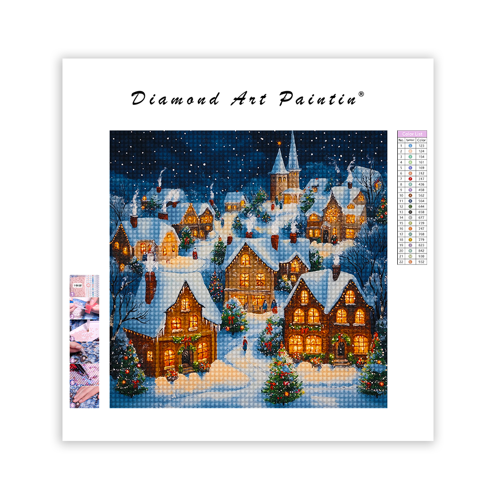 Village De NoëL La Nuit - Peinture Diamant