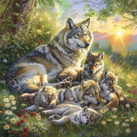 Famille Des Loups - Peinture Au Diamant