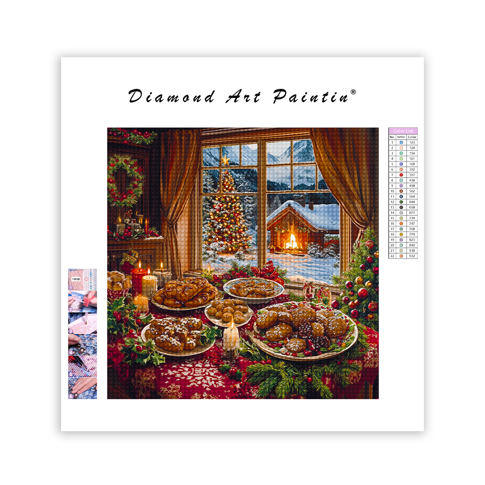 Scène de table de Noël - Peinture Au Diamant